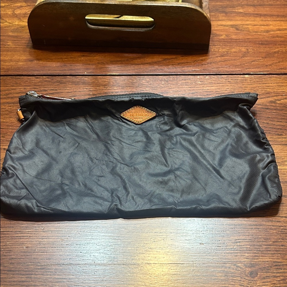 MZ Wallace Black Leather trim NYLON zipper Pouch Black Men's Bag